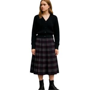 VINTAGE Mister Leonard Pleated Purple Black Skirt VTG Sz 12 Academia Prep